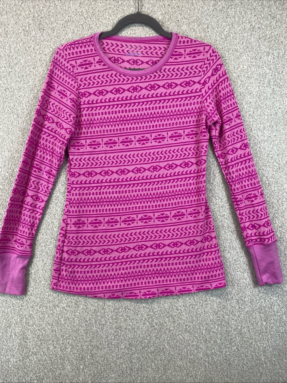 Columbia Thermal Shirt Womens M Pink Omni-Wick Long Sleeve Top Aztec Print Soft
